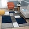 World Rug Gallery Contemporary Modern Boxes Design Soft Area Rug 5'3'' x 7'3'' Navy 106NAVY5X7 - alternate 3
